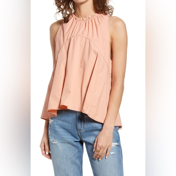 Free People Tops - NWT - Free People Peach Carla Stripe Tank Top